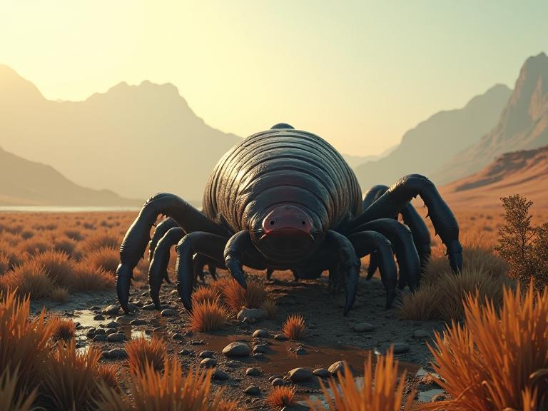 photograph, award winning, Street level shot of a Colossal Spirit World Centipede , Fijian background