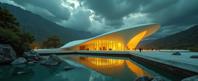 designed by Frank Lloyd Wright , photograph, behance, upper body shot of a White and Lemon Yellow Collective Pok mon of Luna