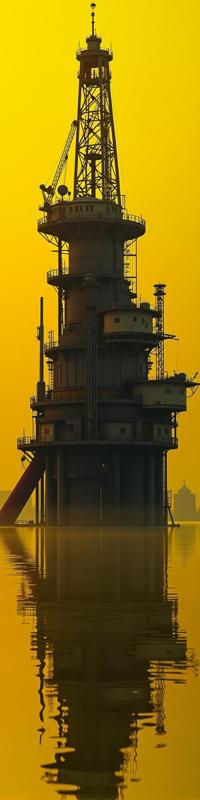 photograph, Golden ratio, High exposure of a Slovak Oil platform , it is very Hard and Ruffled