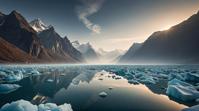 photograph, landscape of a Ayodhya and Glacial fjord, Vile, Hazy conditions