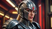 D D style portrait, fantasy, digital art, Female Cylon