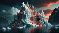 landscape of a Baroque White and Coral Iceberg, behance, moody, magical atmosphere