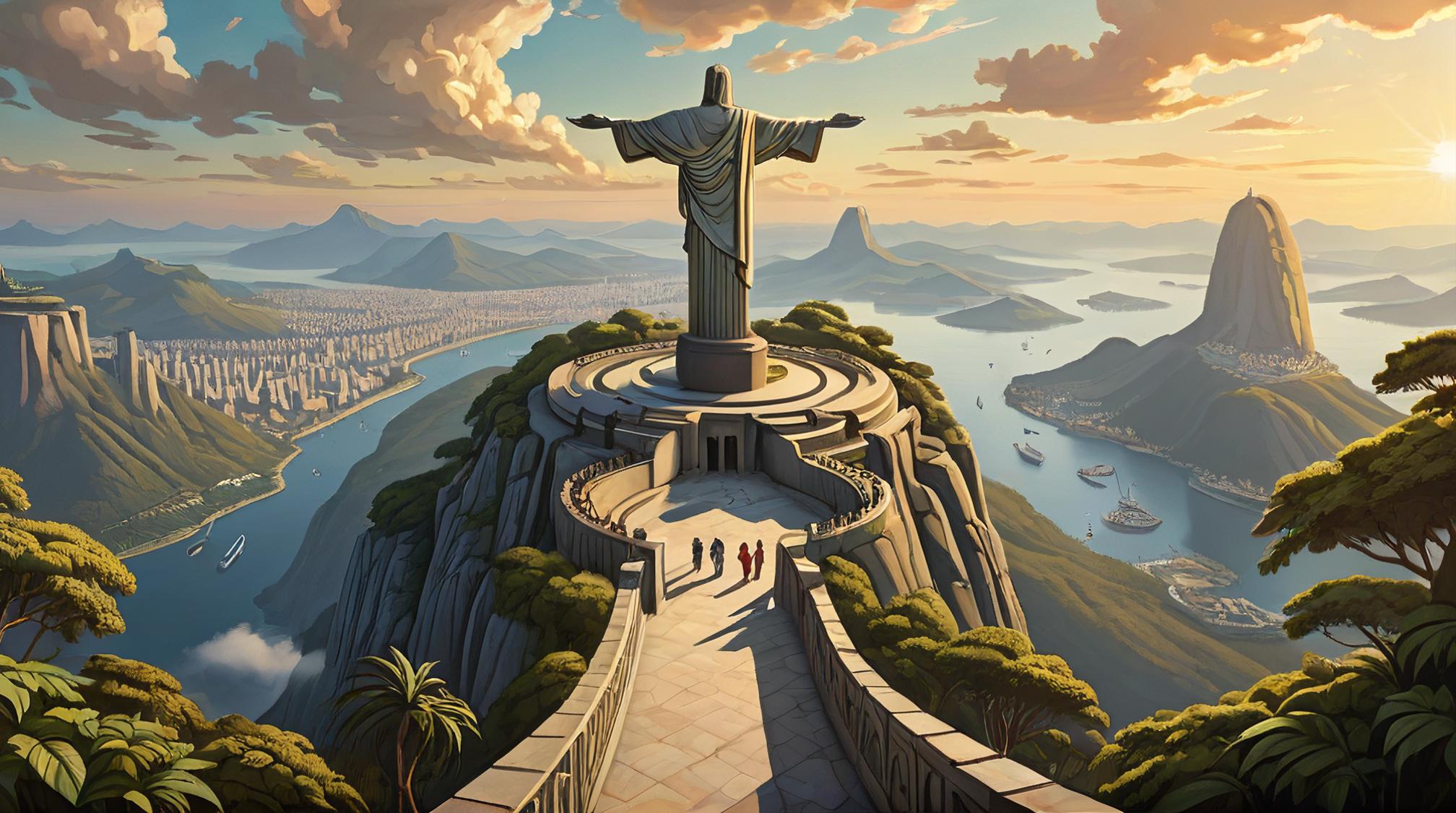 landscape of a Chaparral, Mythical and Fantastical, inside a Christ the Redeemer, Classicism Art