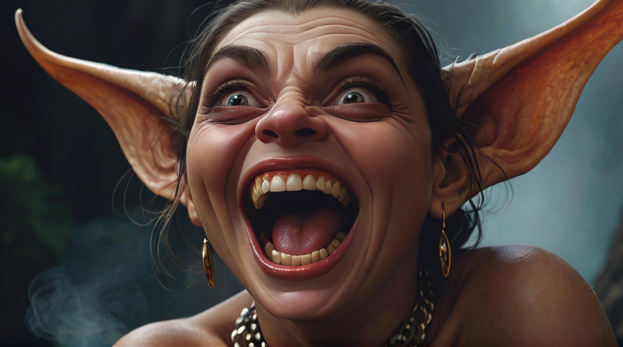 D D style portrait, fantasy, digital art, short Female Gremlin God