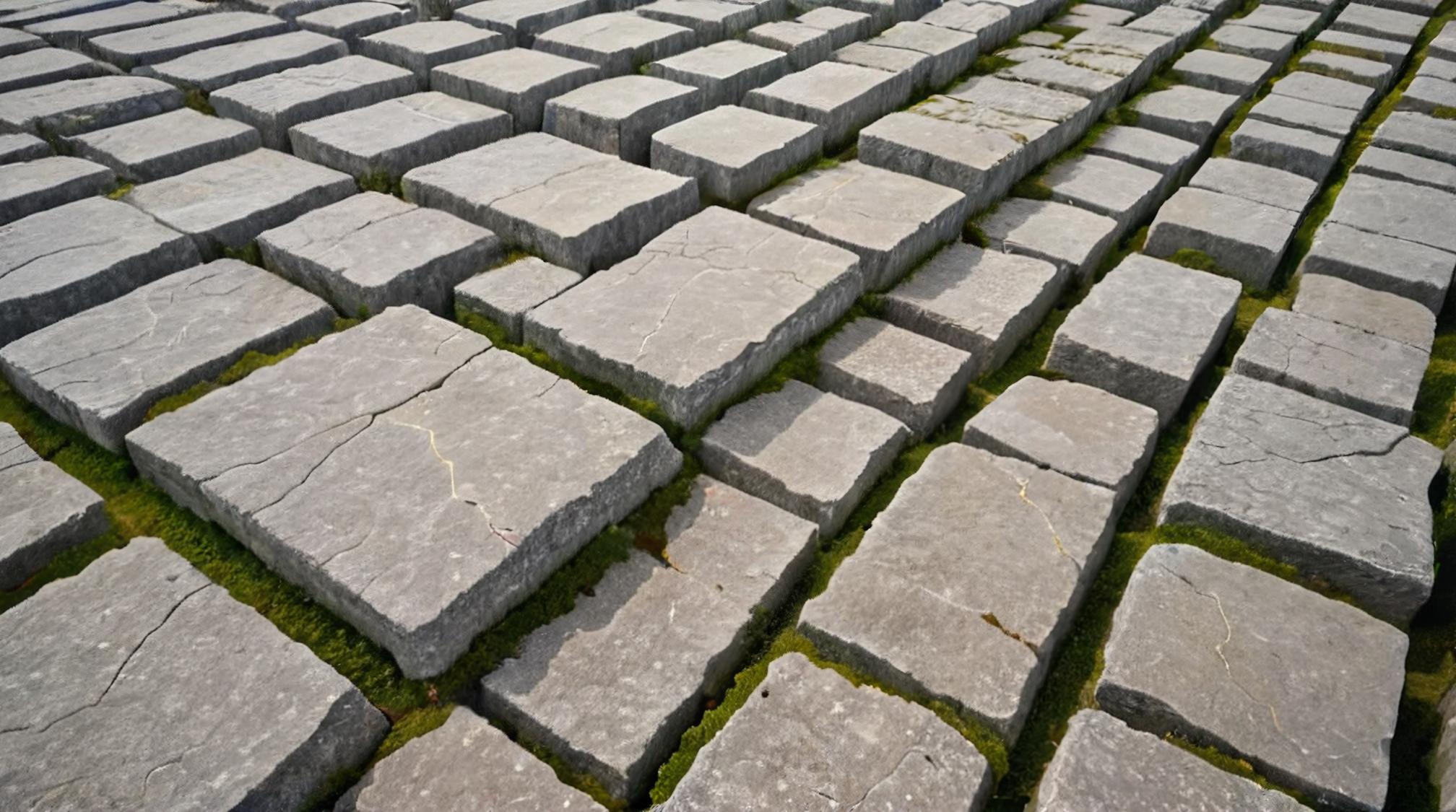stylized by Constantin Joffe , landscape of a Lush Divine Limestone Pavement from inside of a Olympic National Park, Abstract sculpture, geometric forms
