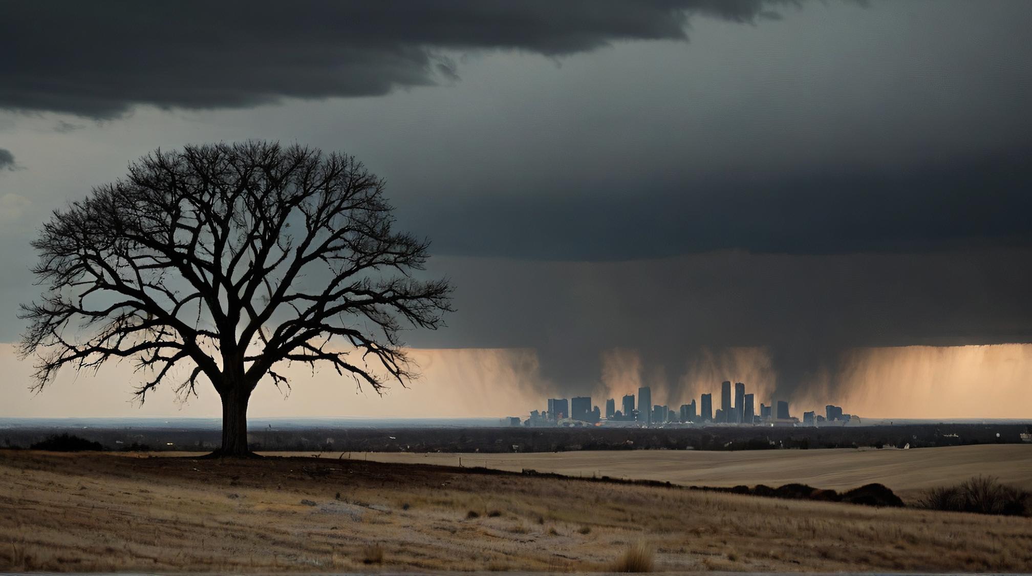 photograph, landscape of a Dull Dallas and Dark matter, at Midday, Gamercore