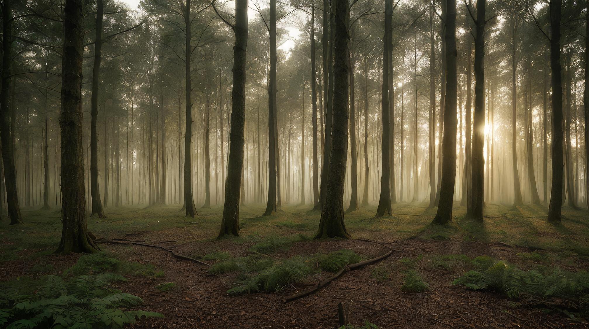 by Richard Billingham , Neo Expressionism, landscape of a lovely Temperate Forest, Stars in the sky