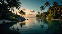 landscape of a Alluring Lagoon, Movie still, dramatic lighting, emotive