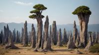 landscape of a Unique Stone Forest, Tranquil, Fluxus Art, Polychromatic