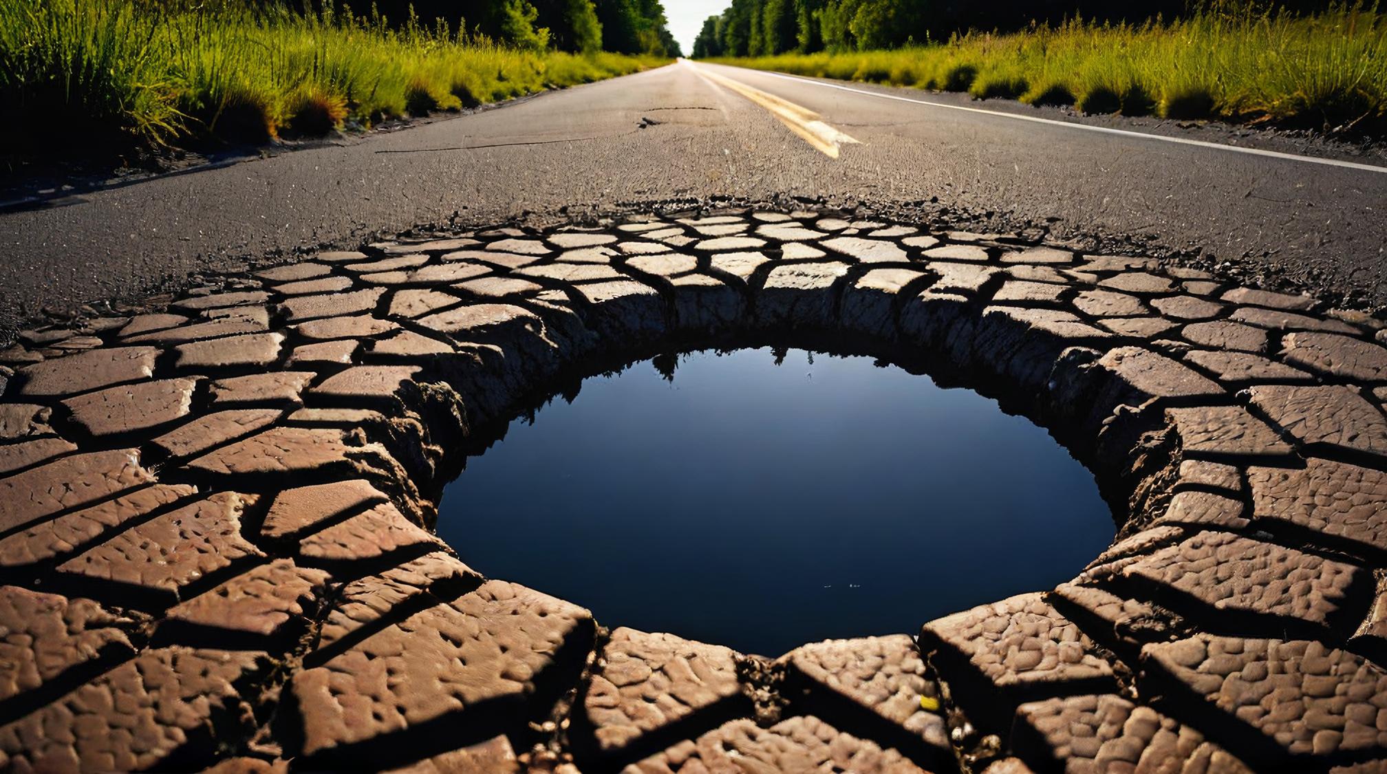 majestic, landscape of a Unnatural Pothole, Frightening, Selective focus