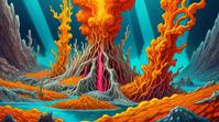 Auroracore, landscape of a Hydrothermal Vent, it is Awful, warm background