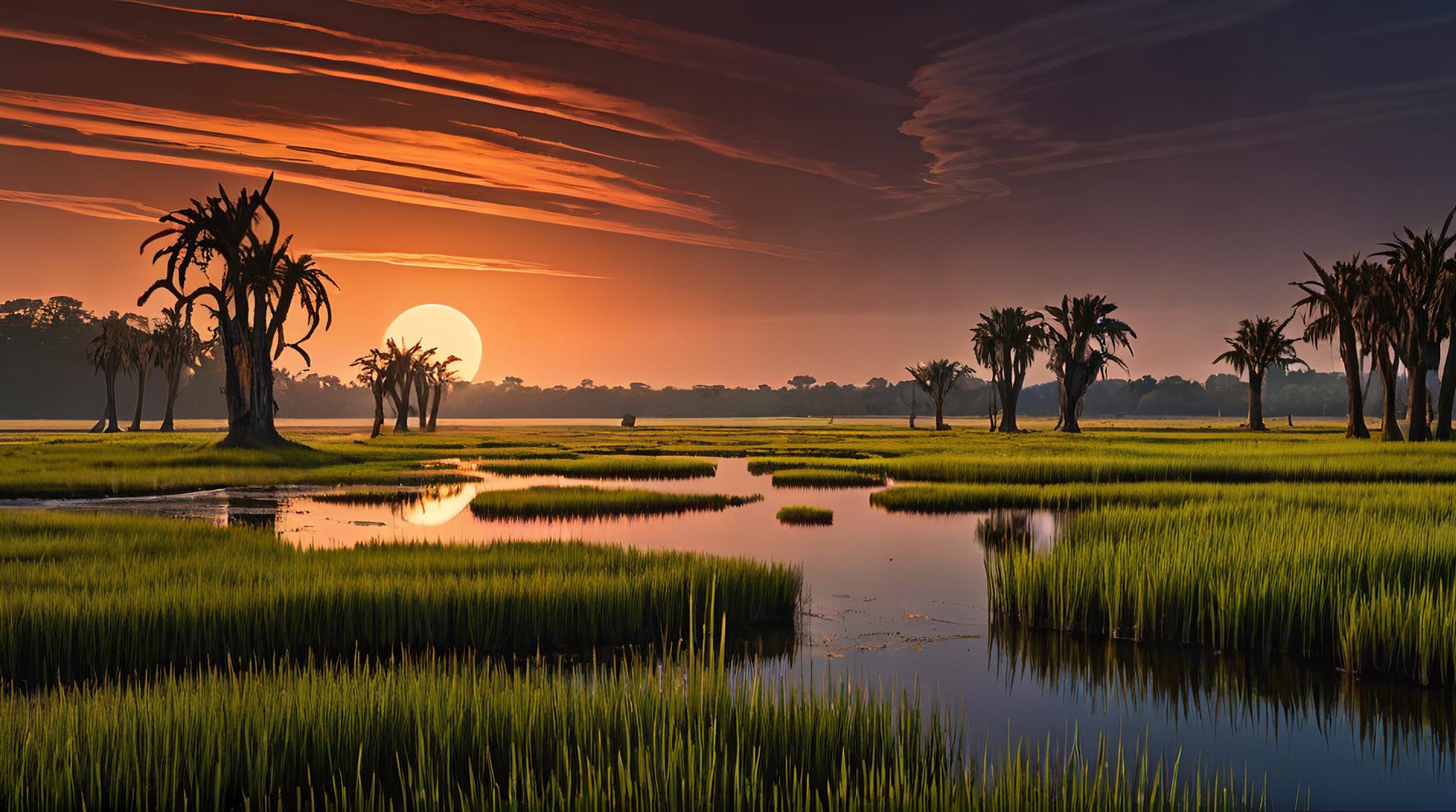 stylized by William Klein , landscape of a Marsh and Interplanetary magnetic field, F , Concept artist