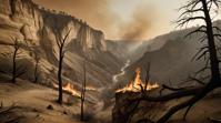 photograph, landscape of a S Canyon and Mundane Forest fire aftermath, by Sherry Akrami, Robert Bissell