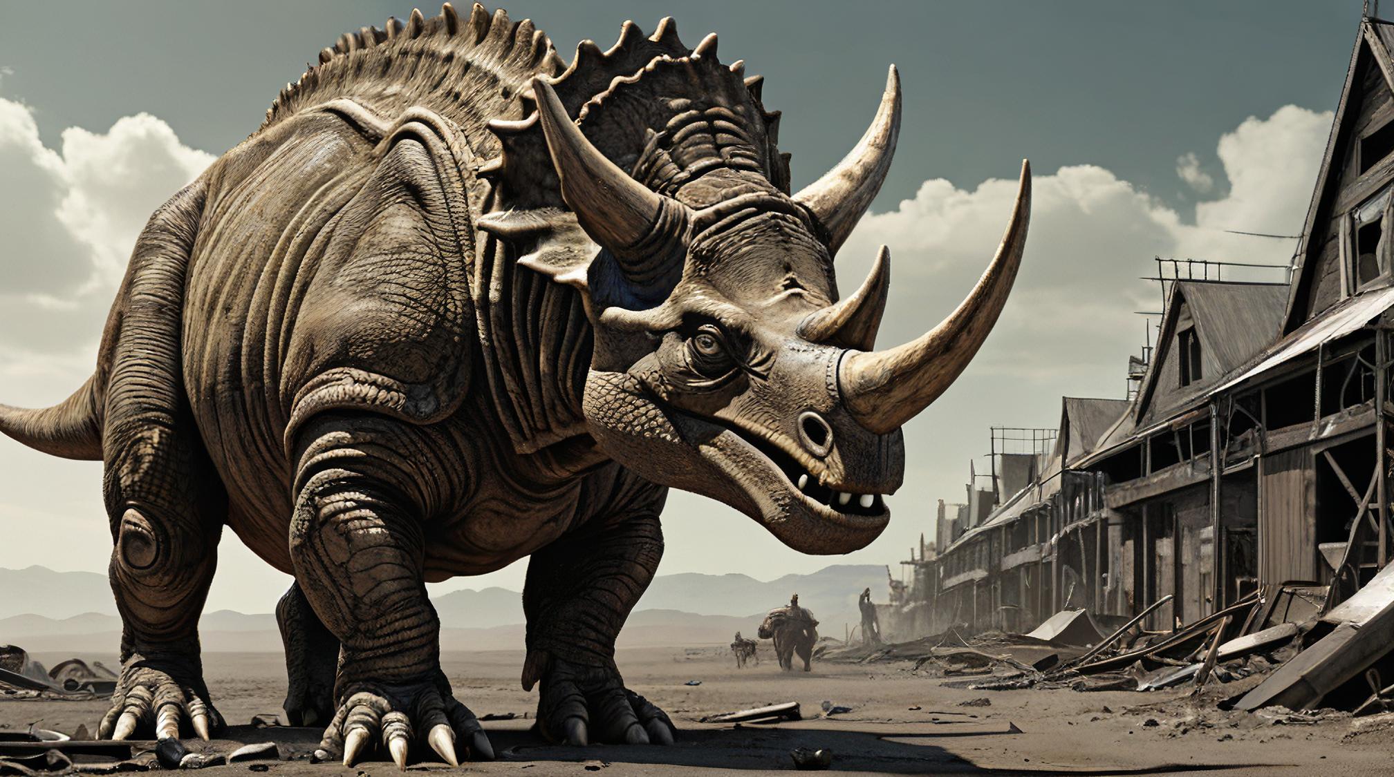 by John Totleben , octane render, Triceratops with zalij print , Stale