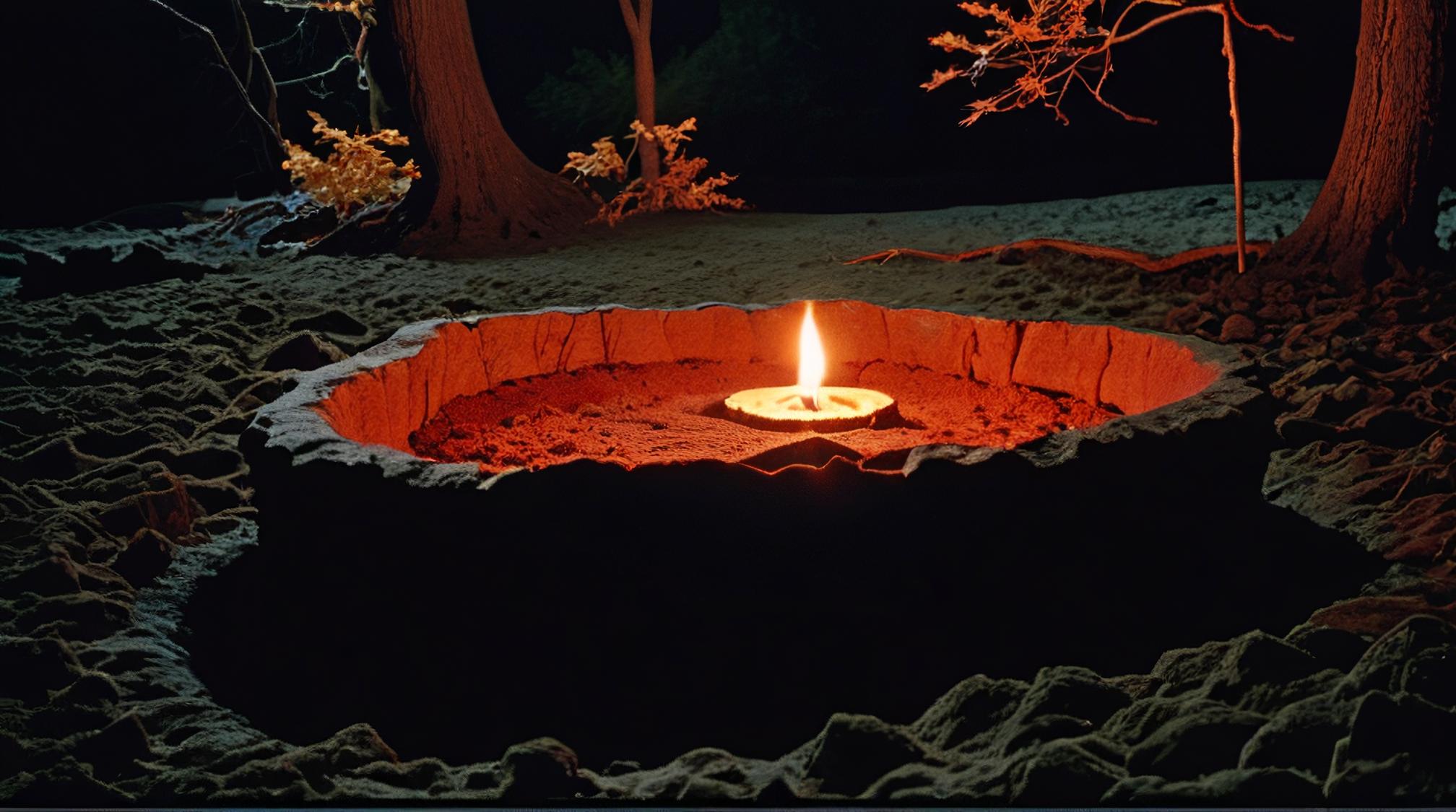 photograph, landscape of a Polar Oasis and Maple grove, Ethereal, lava pit