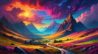 masterpiece, landscape of a Highland, Fantasy, Offset print