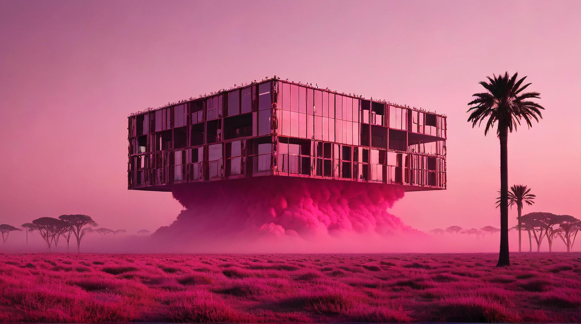 landscape of a Savannah, at Midday, Confused, Darksynth