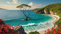 stylized by Peter Kemp and Clifford Coffin, landscape of a Ocean Mangrove , Detailed illustration, Vivid Colors