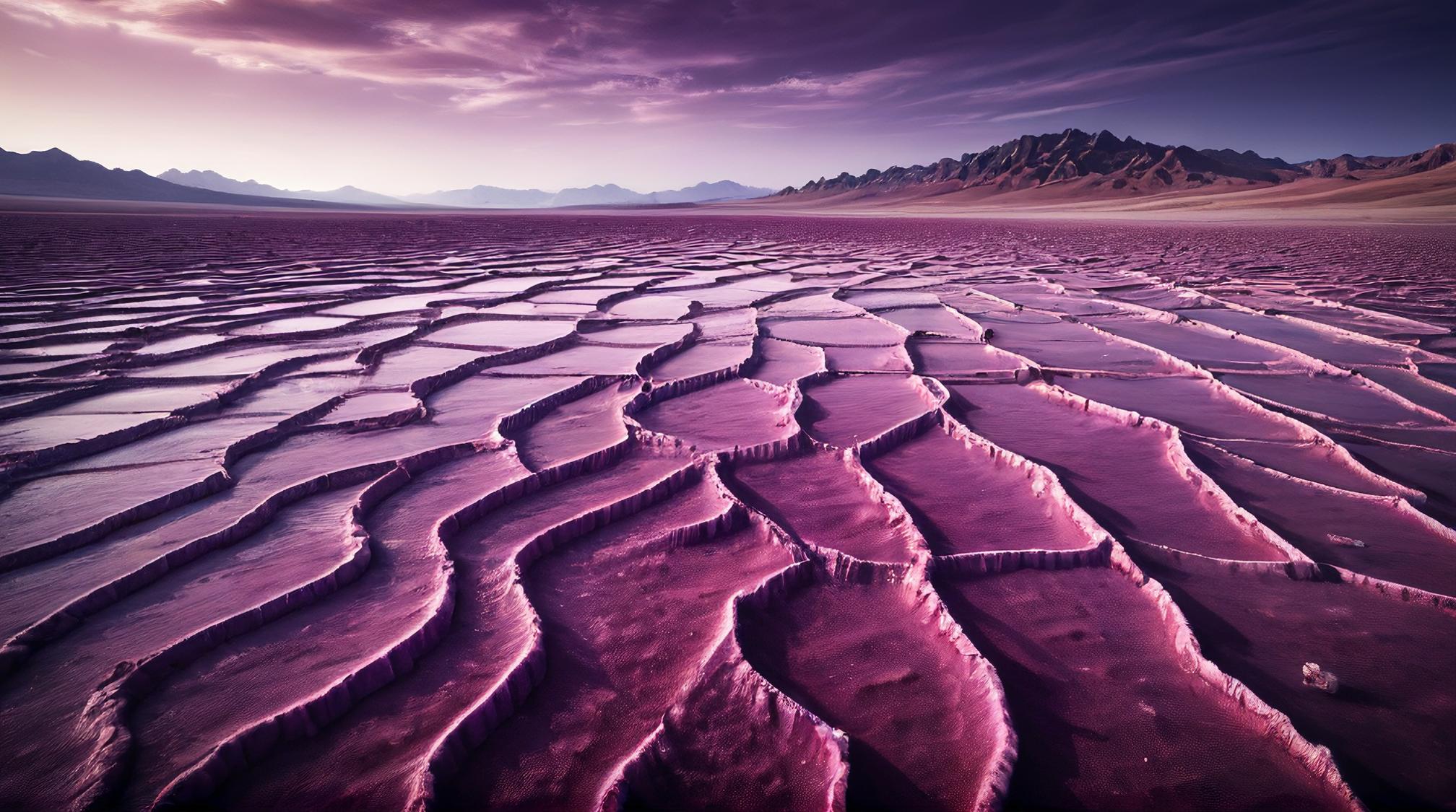 landscape of a Phenomenal deep purple Salt Desert Scrub, Wonder, Dragoncore, contemporary