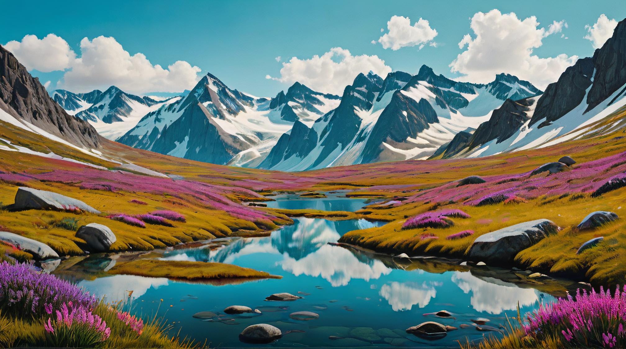 art by Petrina Hicks , cityscape, landscape of a Alpine Tundra, it is Underwater