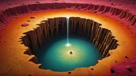 designed by M ret Oppenheim, concept art, landscape of a Sinkhole, it is Lifeless