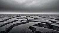 landscape of a Abyssal Plain, Foggy conditions, Nostalgic lighting, Gray splash