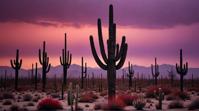 landscape of a Messy Saguaro Desert, fall indoors, Guilty, Violet details