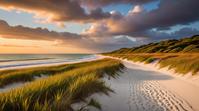 photograph, landscape of a Cloudy Glowing Rook Island, Beautifully Lit, sharp and in focus