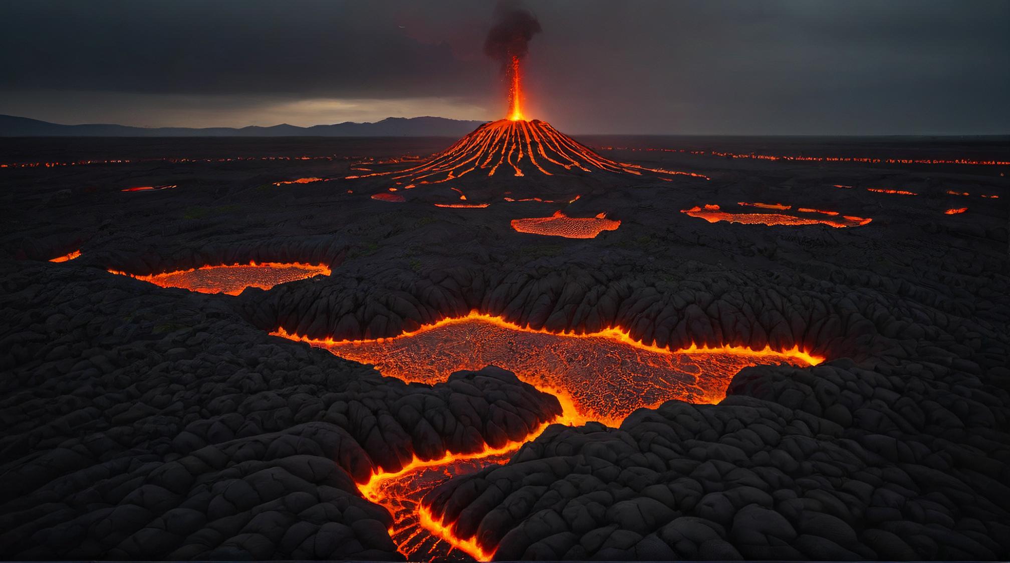art by Paul Strand and Michal Karcz, landscape of a Lava Field, at Overcast, Beautifully Lit