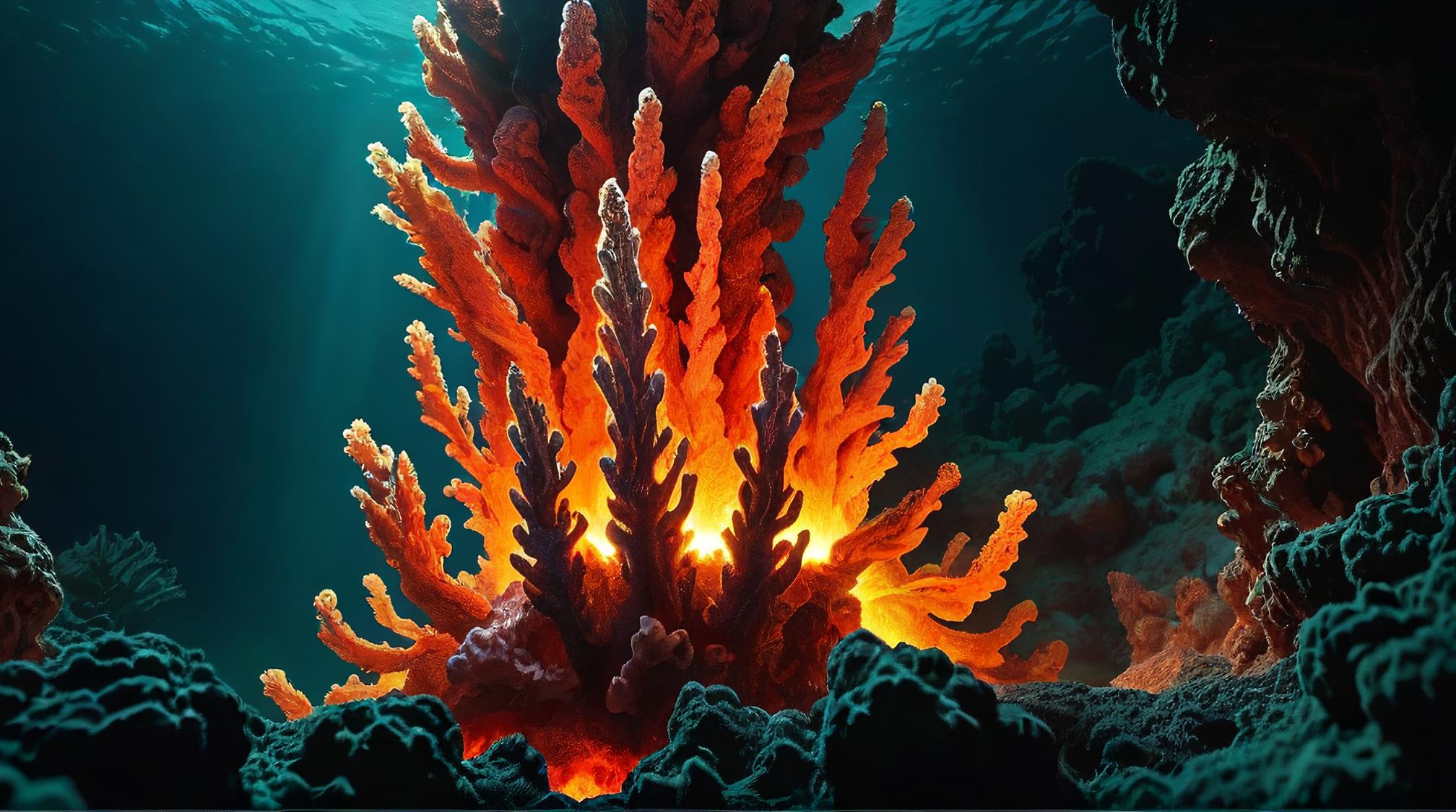 landscape of a Hydrothermal Vent, Realistic, Timid, warm light