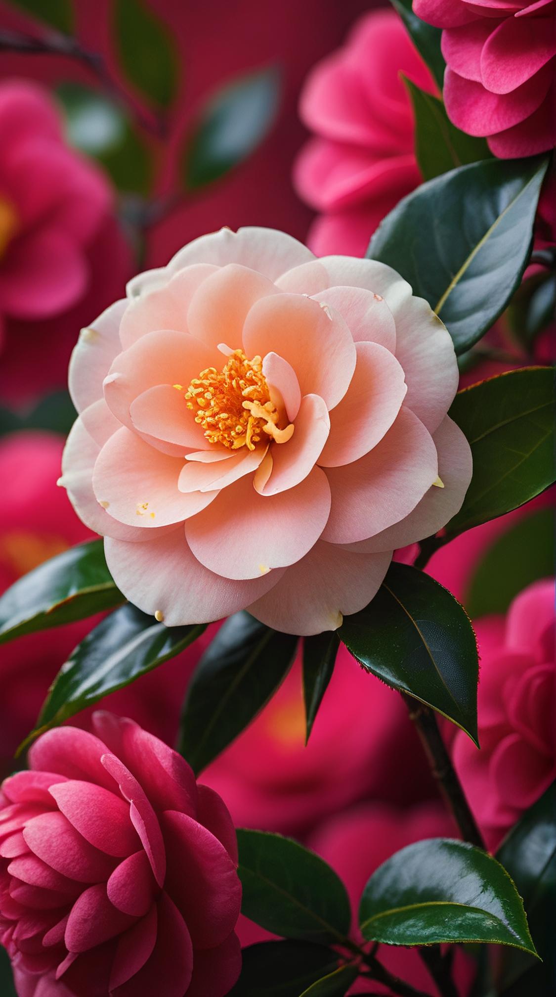 stylized by Maggie Laubser , Intense Camellia, sleek, fall background