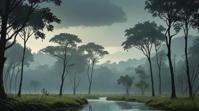 landscape of a Monsoon Forest Ice Sheet , Depressing, Offset print, hopeless