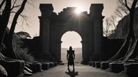 photograph, landscape of a Warm The Ruins of Corvus and Magic mirror, Fine art, Sci Fi
