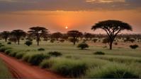 stylized by Bert Hardy, photograph, landscape of a Burkina Faso, at Dusk