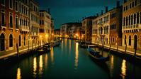 photograph, landscape of a Venice, at Nighttime, stylized by H P Lovecraft