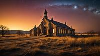 photograph, Post Apocalyptic, landscape of a Starlit Sanctuary, Nikon d