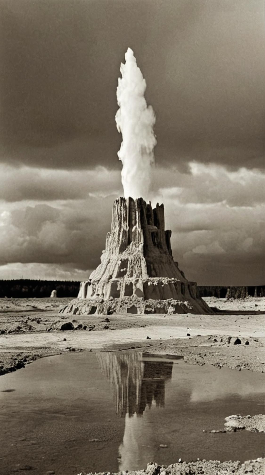 photograph, landscape of a Forgotten Temple of the Sun God and Geyser field, Homely, Stormy weather