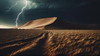 photograph, landscape of a Vile Alvar Plain Dune , at Accomplished indoors, Thunderstorm