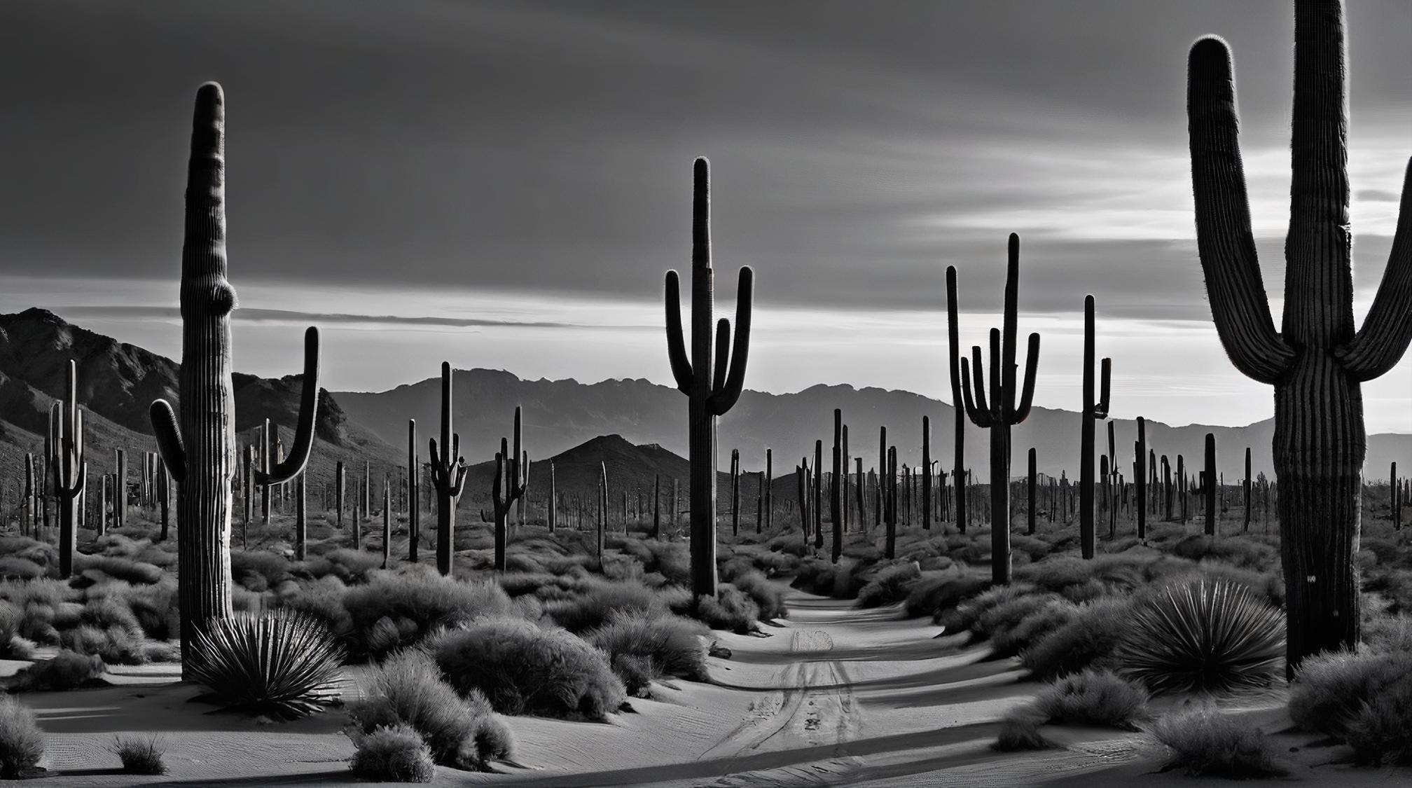 by David Yarrow, landscape of a Traditional Extraordinary Saguaro Desert and Bodyboard, Dark, Kingcore