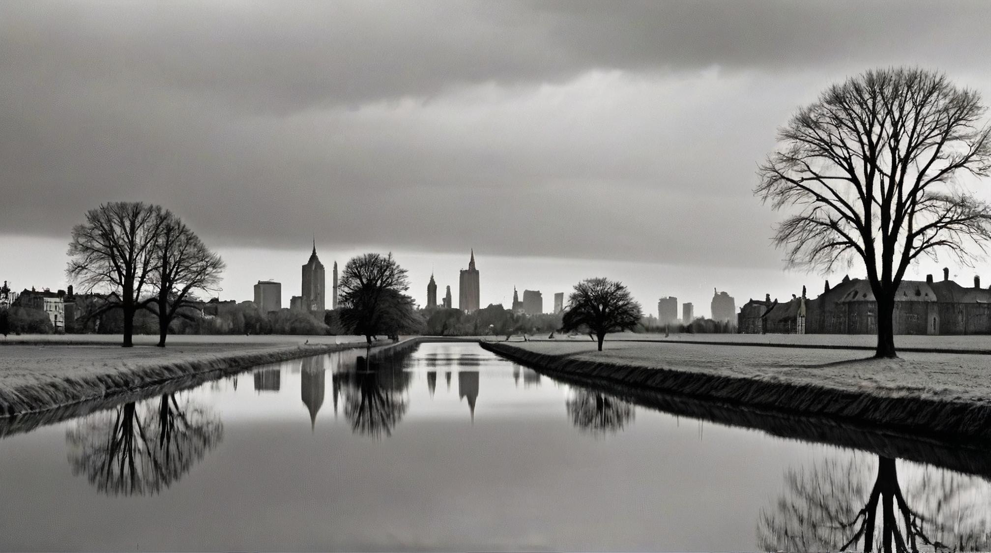 elegant, landscape of an alluring Floodplain, stylized by Elliott Erwitt , Richard Billingham