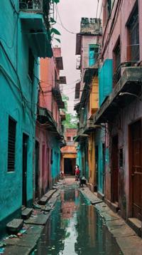 photograph, hyper detailed, landscape of a Tangier Bandhavgarh National Park , Efficacious Cyberpunk alleyway