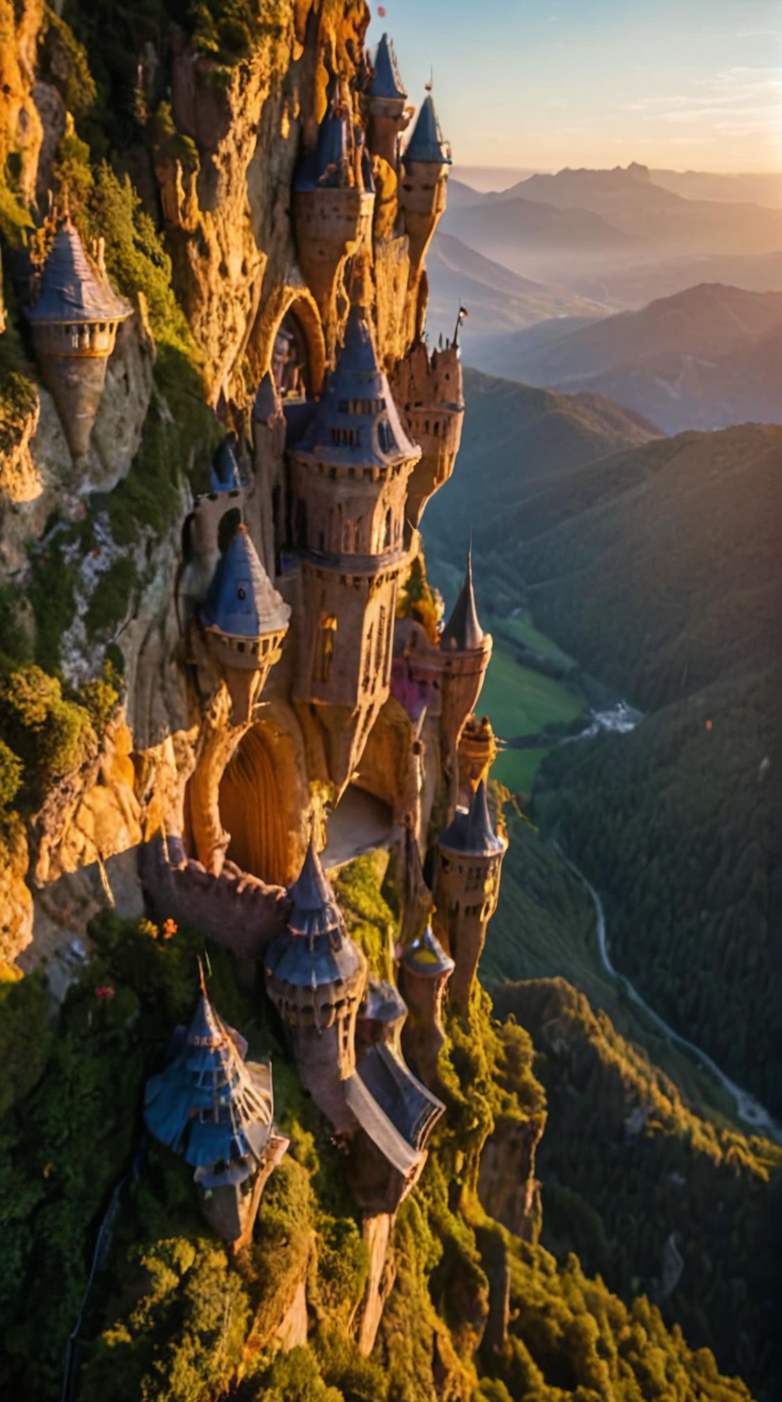 by David Carson and Alexis Gritchenko, photograph, landscape of a Undermountain Haven Shadowgrove Castle of the Hidden Fae , it is Jagged