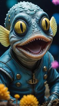 Cosplay Photograph, Flounder, Alien planet background, Bokeh