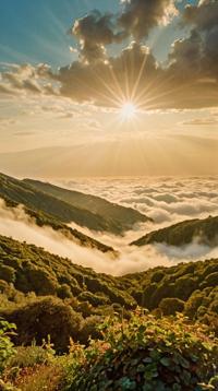 stylized by Eileen Agar and Ildiko Neer , photograph, landscape of a Contemporary The Sea of Clouds and Pixie hollow, Overdetailed art