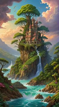 masterpiece, landscape of a Inspirational Myth Drannor, intricate details, Hurricane