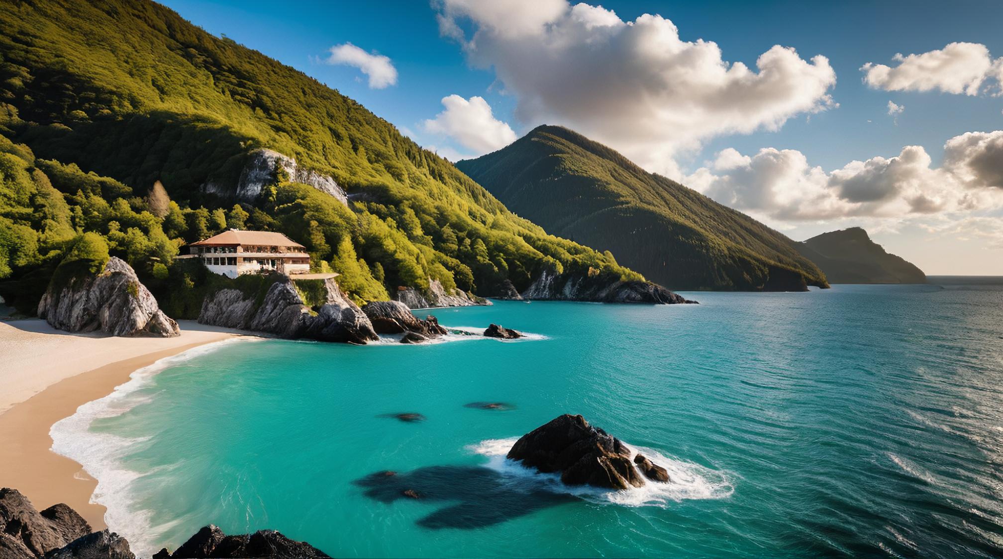 photograph, landscape of a Saint Barthelemy Bavaria , Atmospheric and Ethereal, Fine art