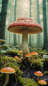 photograph, concept art, elegant, landscape of a Mushroom Kingdom
