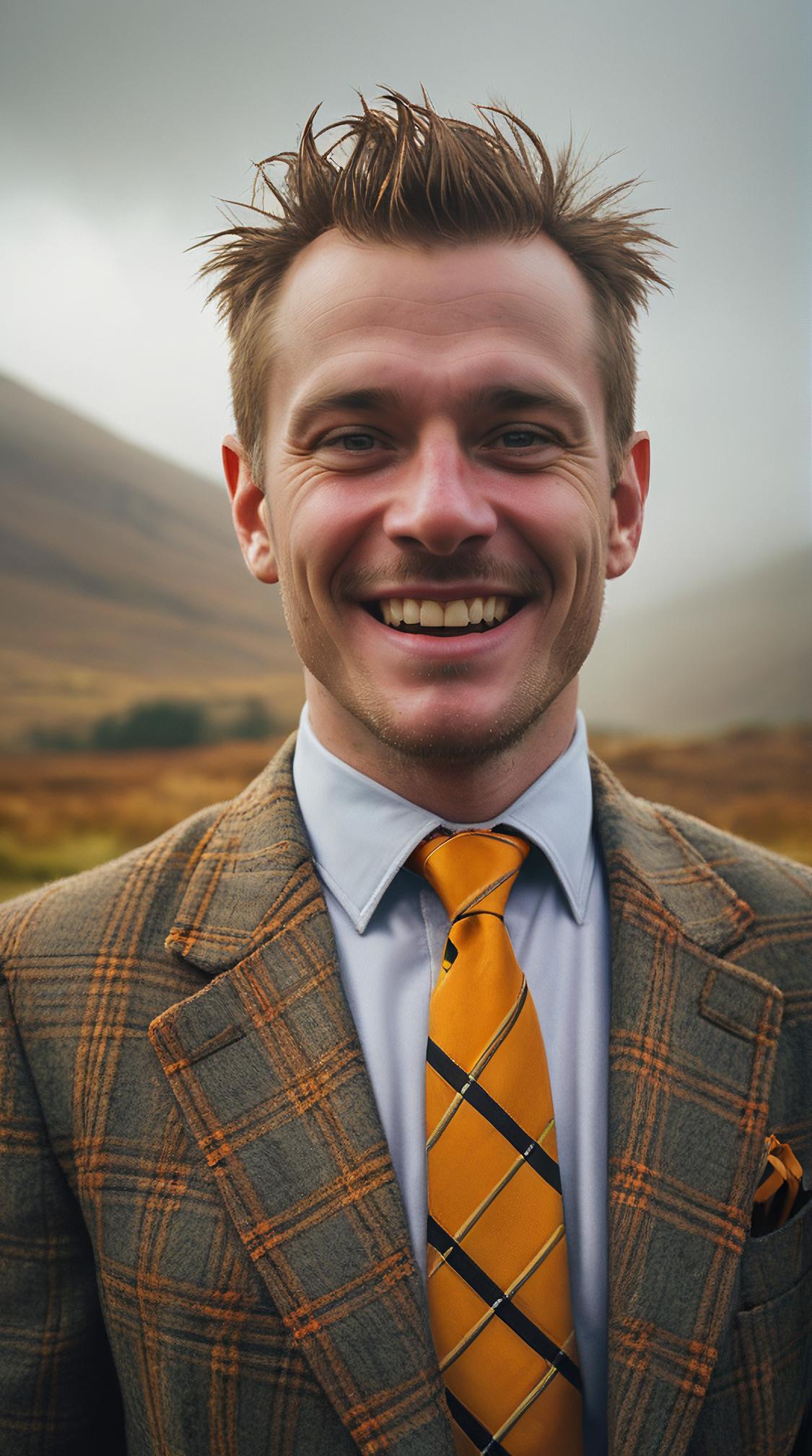 Friendly Father, Magnificent Amber Tie, Nonchalant Fangs, inside of The Scottish Highlands