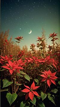 photograph, landscape of a S Astrobiology Research Lab, reeds and Poinsettia background, by Bess Hamiti