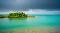 art by Manjit Bawa , photograph, landscape of a Luminescent Lagoon of the Sea Fairies, Stormy weather